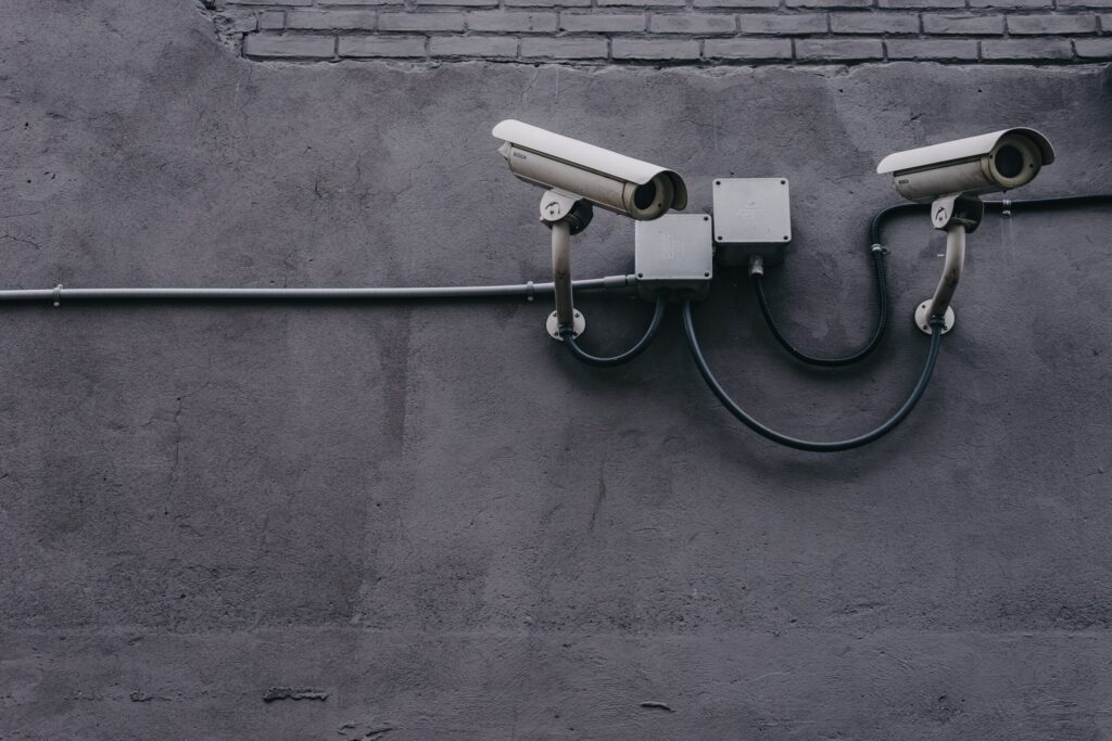 Security cameras watch over people and their data